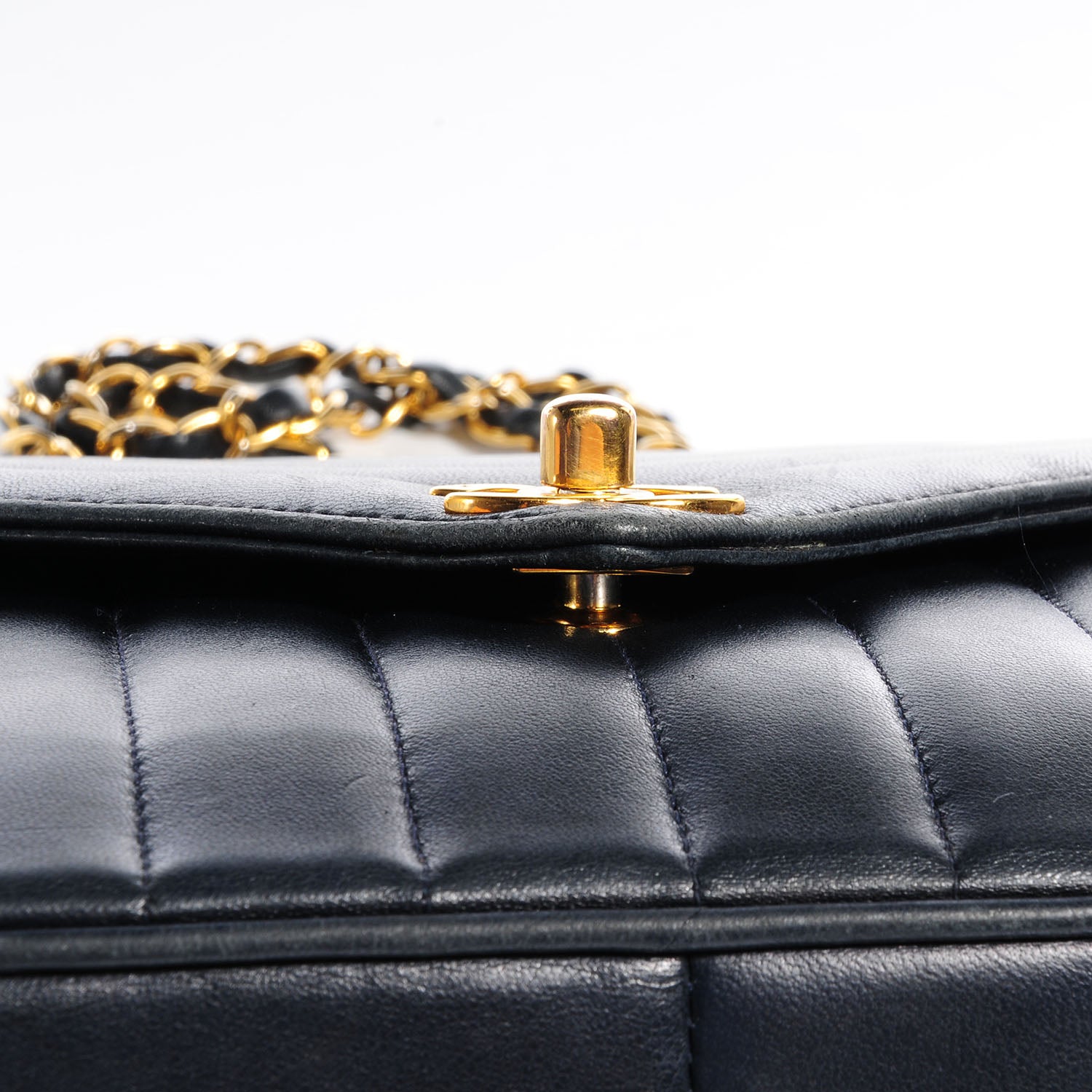 Chanel Lambskin Chevron Small Single Flap Navy Blue 5 of 10