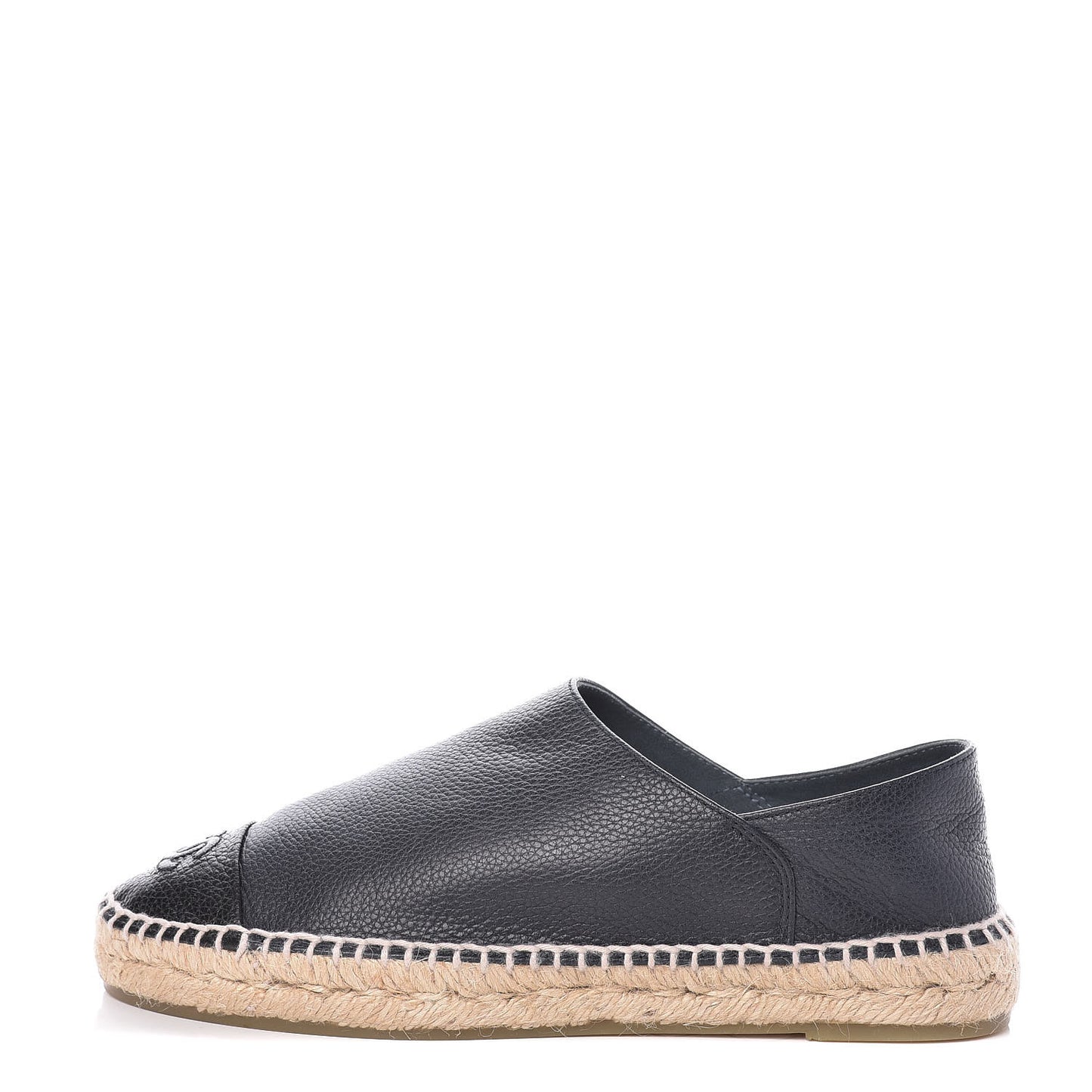 Grained Calfskin CC Espadrilles 39 Black Navy