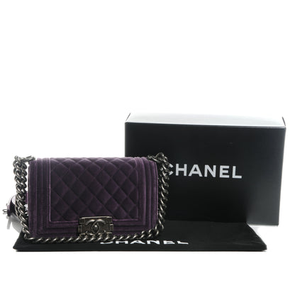 Chanel Velvet Quilted Small Boy Flap Purple 4 of 7