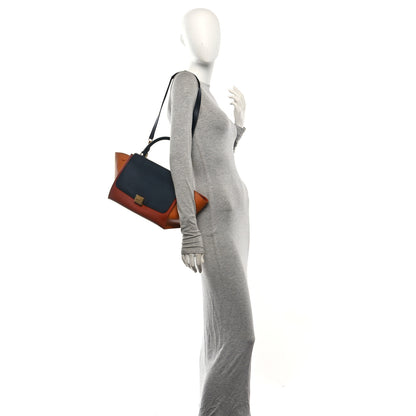 Celine Smooth Calfskin Medium Tri-Color Trapeze Rust Navy Red 2 of 9