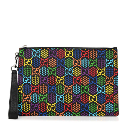 Gucci GG Supreme Monogram Psychedelic Zip Wristlet Pouch Black Multicolor 1 of 8