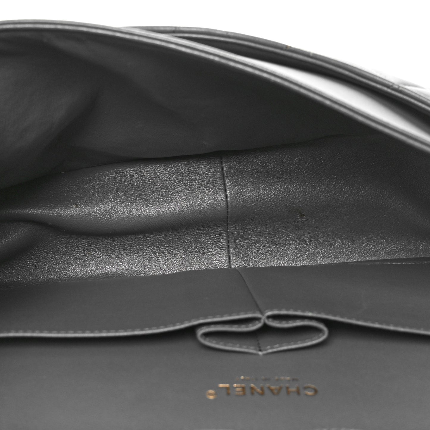 Lambskin Quilted Jumbo Double Flap Dark Grey
