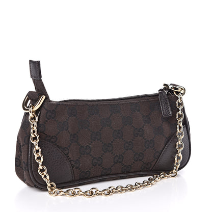 Gucci Monogram Studded Chain Clutch Dark Brown 3 of 10