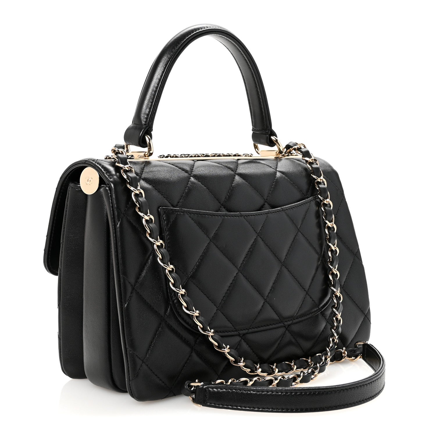 Chanel Lambskin Quilted Small Trendy CC Chain Dual Handle Flap Bag Black 3 of 10