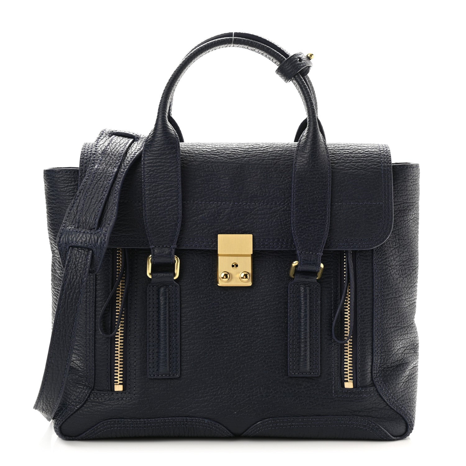 3.1 Phillip Lim Textured Calfskin Medium Pashli Satchel Ink 1 of 7
