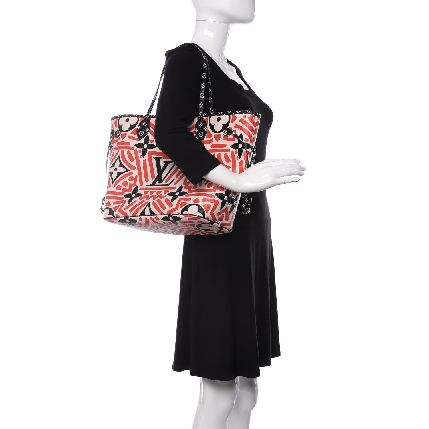 Louis Vuitton Monogram Giant Crafty Neverfull MM Creme Rouge Black 2 of 10
