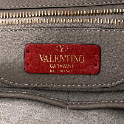 Valentino Garavani Grained Calfskin Rockstud Shoulder Tote Dove Grey 6 of 10
