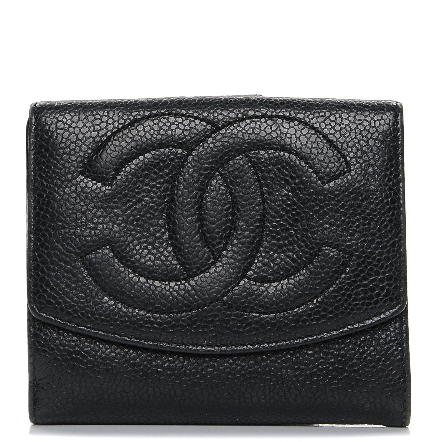 Chanel Caviar Timeless CC Compact French Wallet Black 1 of 9