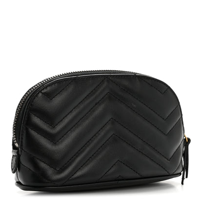 Gucci Calfskin Matelasse GG Marmont Pouch Cosmetic Case Black 3 of 9