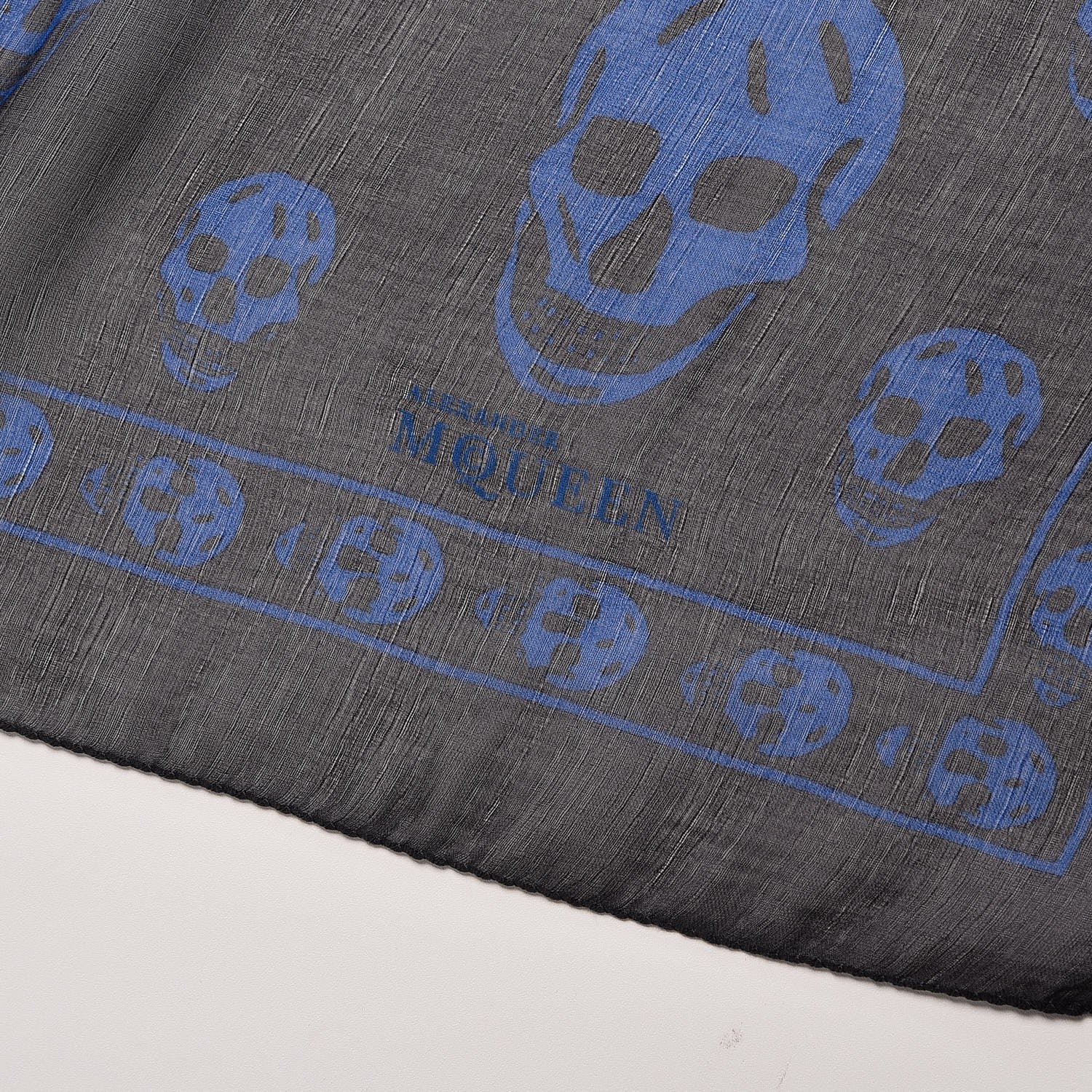 Alexander McQueen Silk Chiffon Skull Scarf Blue 4 of 8