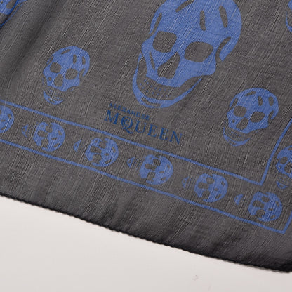 Alexander McQueen Silk Chiffon Skull Scarf Blue 4 of 8
