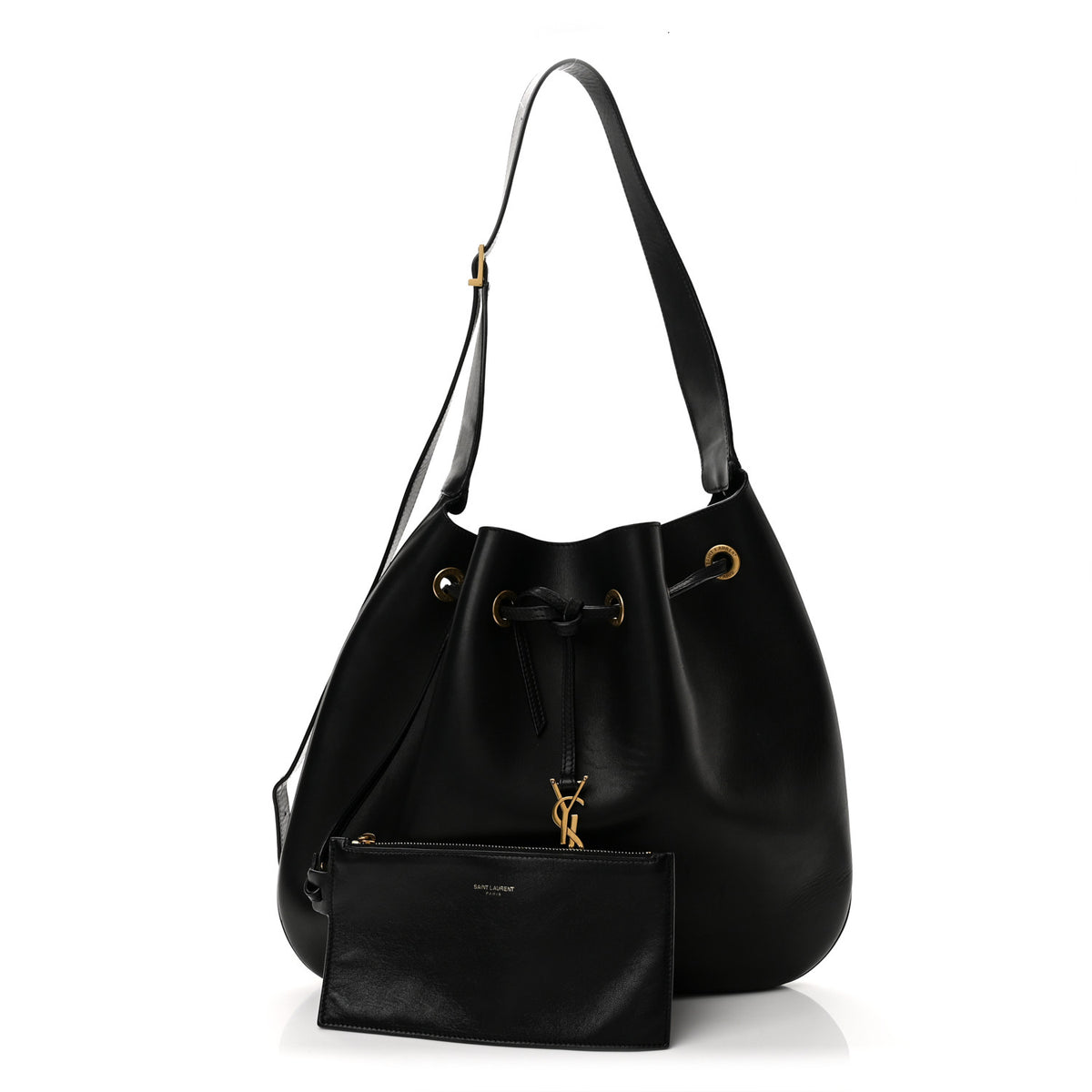 Saint Laurent Calfskin Medium Paris VII Flat Hobo Black 3 of 14