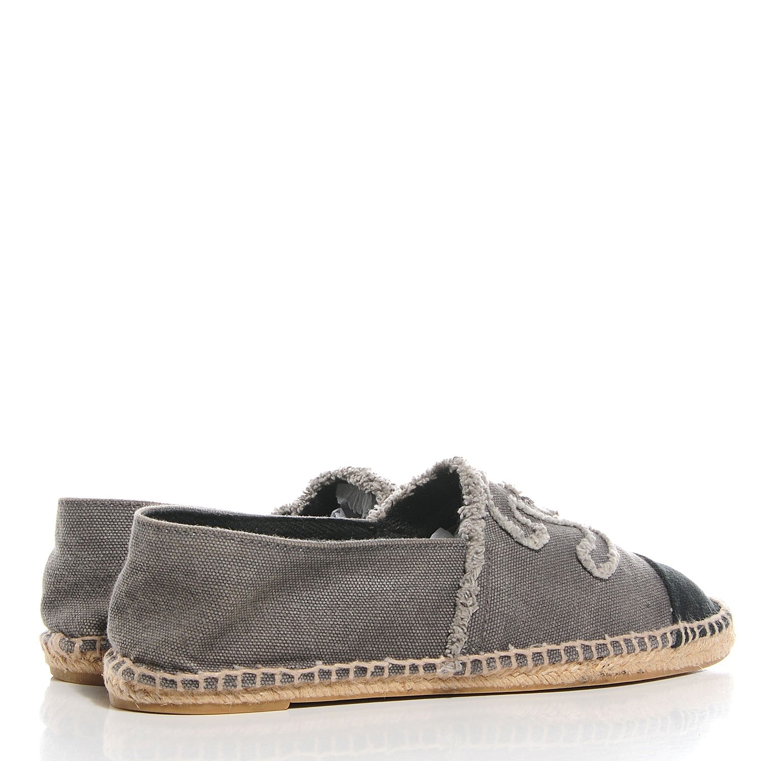 Chanel Toile CC Espadrilles 37 Grey Black 4 of 7