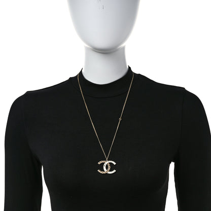 Chanel Baguette Crystal Quilted CC Pendant Necklace Gold 2 of 6