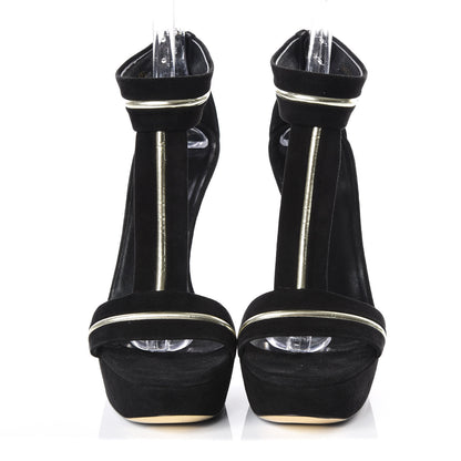 Gucci Suede Keira T Strap Platforms 39.5 Black 3 of 9