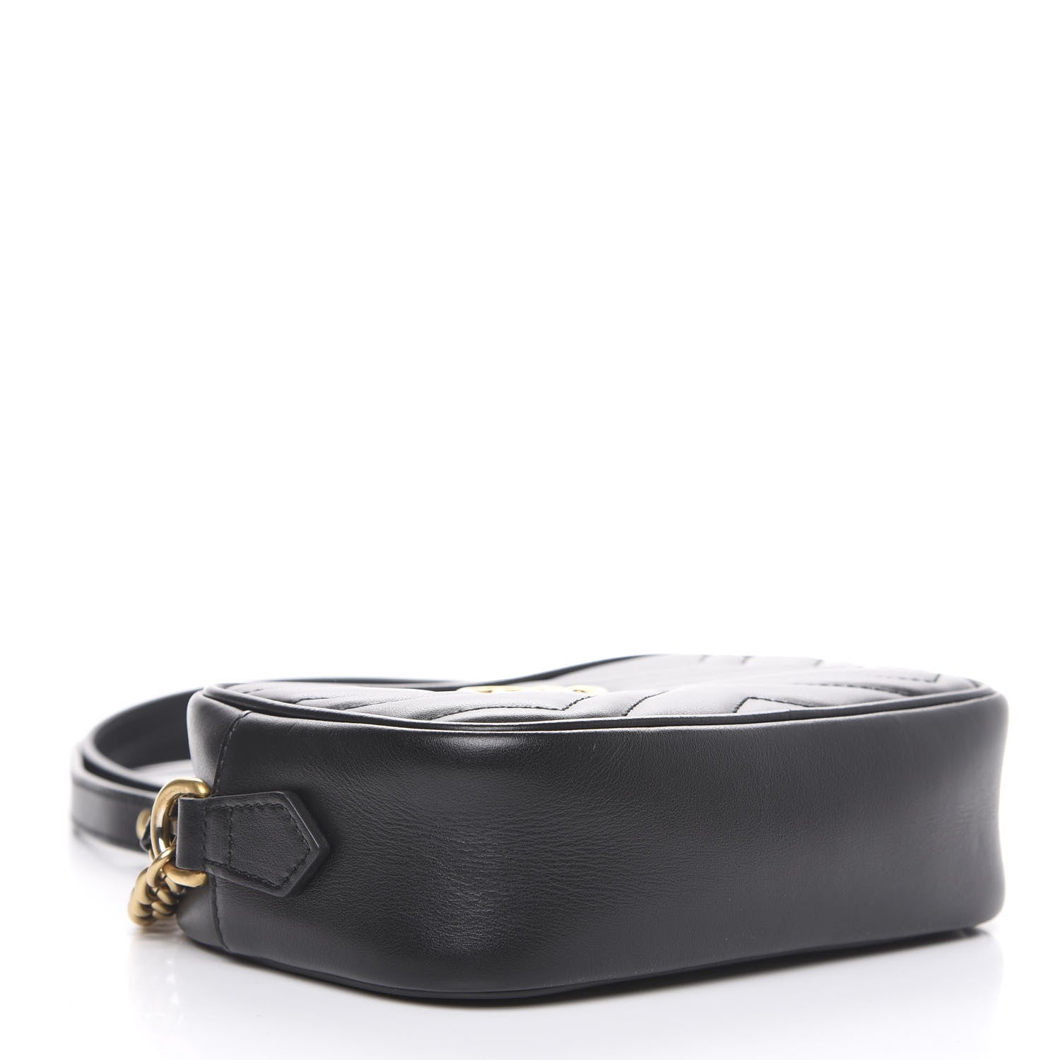 Gucci Calfskin Matelasse Mini GG Marmont Chain Shoulder Bag Black 3 of 12