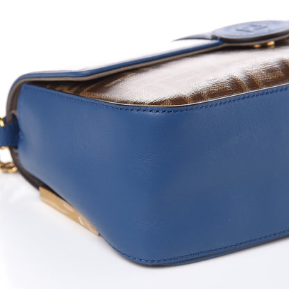Fendi Vitello Grace Glazed Fabric FF 1974 Double F Shoulder Bag Iris Mogano Panna 8 of 10