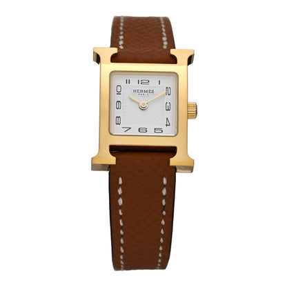 Hermes Stainless Steel Epsom 17.2mm Heure H Hour Quartz Watch Gold 1 of 5