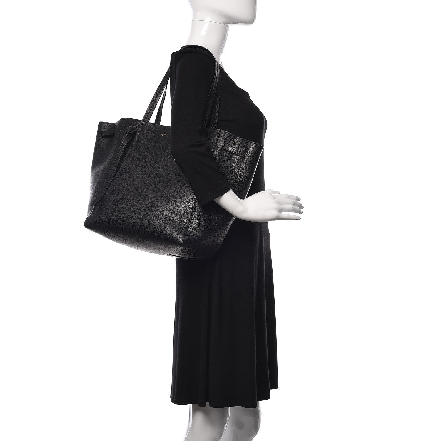 Celine Soft Grained Calfskin Small Belt Cabas Phantom Black 2 of 10