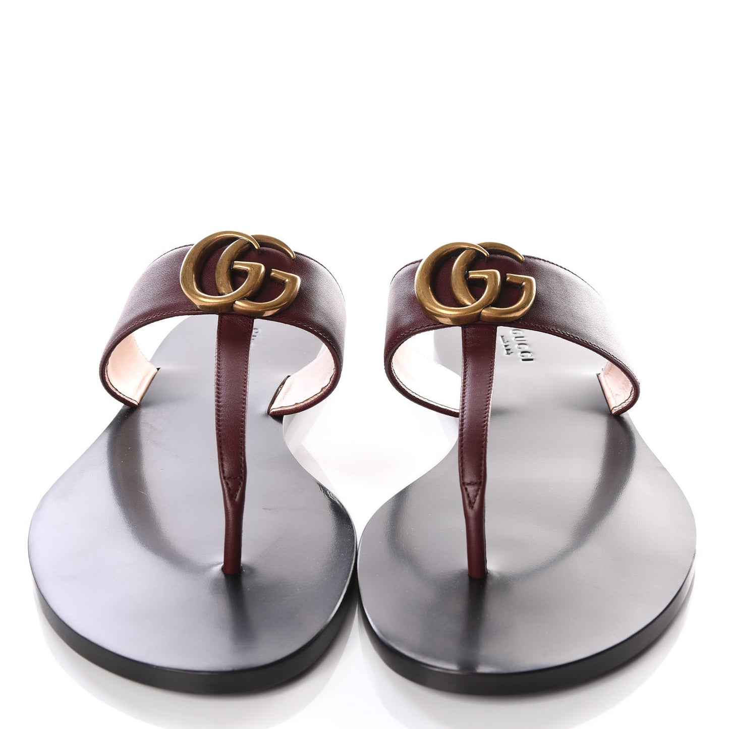 Calfskin GG Marmont Thong Sandals 39.5 Vintage Bordeaux
