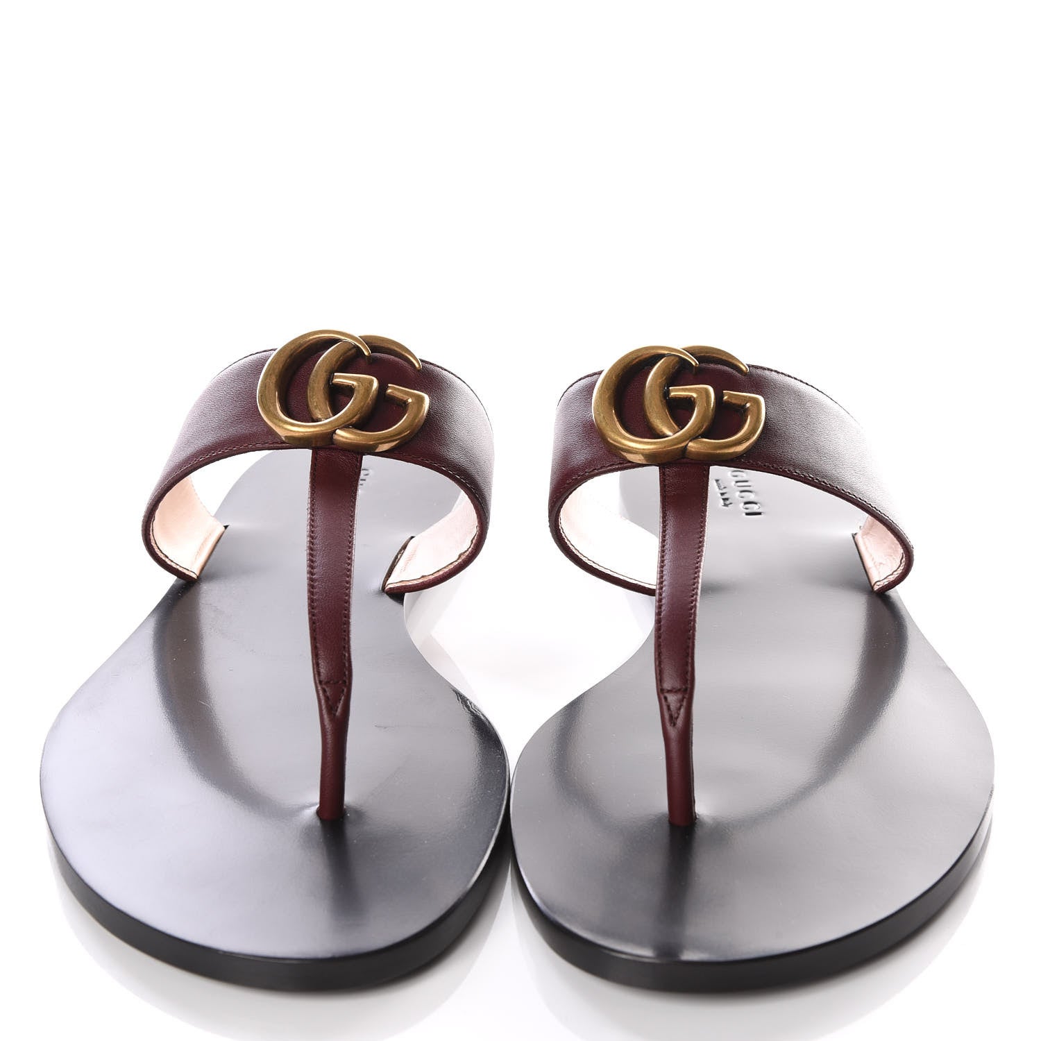 Gucci Calfskin GG Marmont Thong Sandals 39.5 Vintage Bordeaux 3 of 8