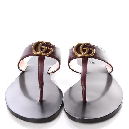 Gucci Calfskin GG Marmont Thong Sandals 39.5 Vintage Bordeaux 3 of 8