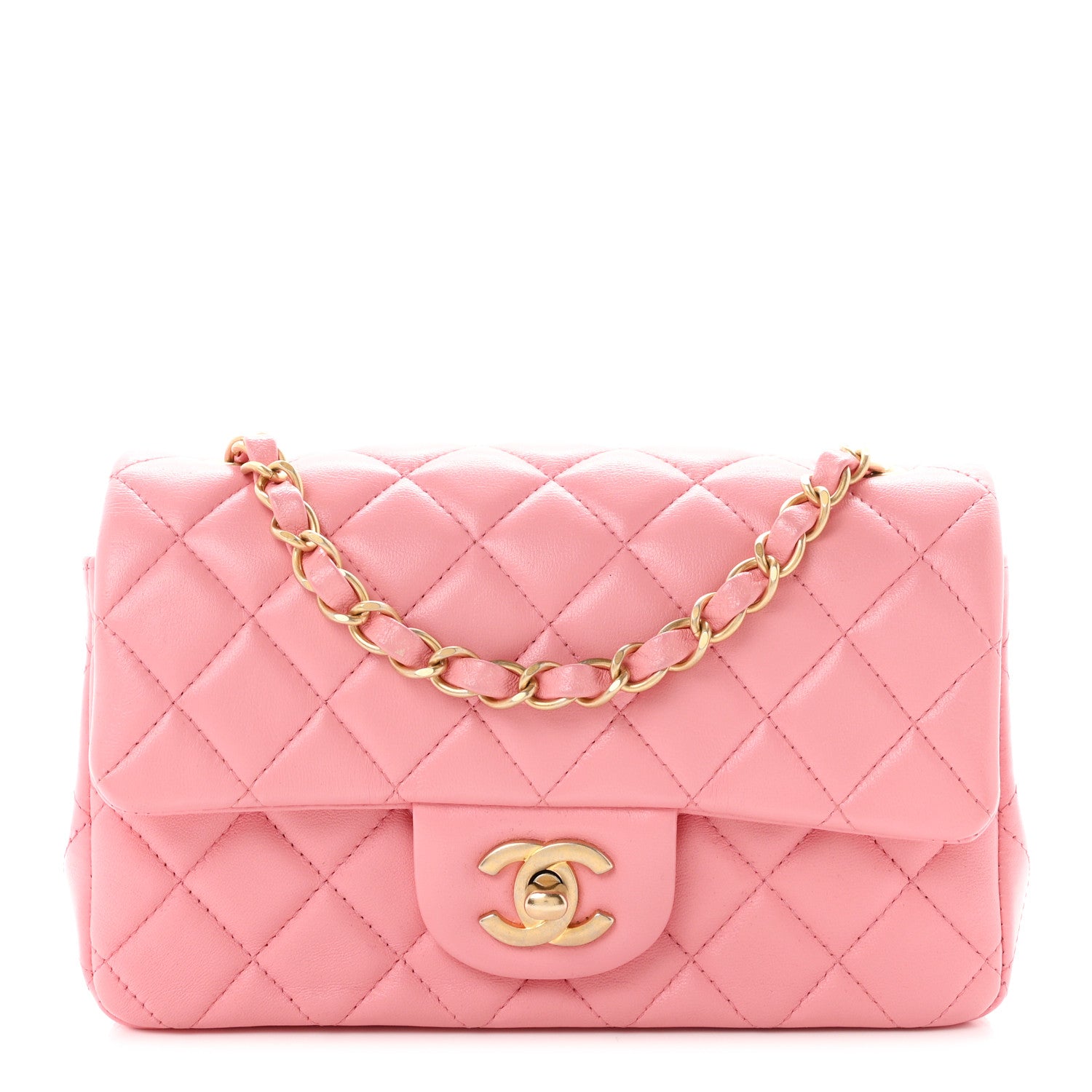Chanel Lambskin Quilted Mini Rectangular Flap Pink 1 of 11