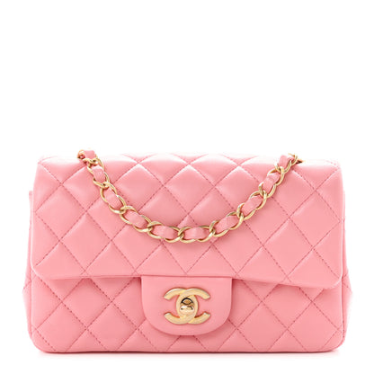 Chanel Lambskin Quilted Mini Rectangular Flap Pink 1 of 11