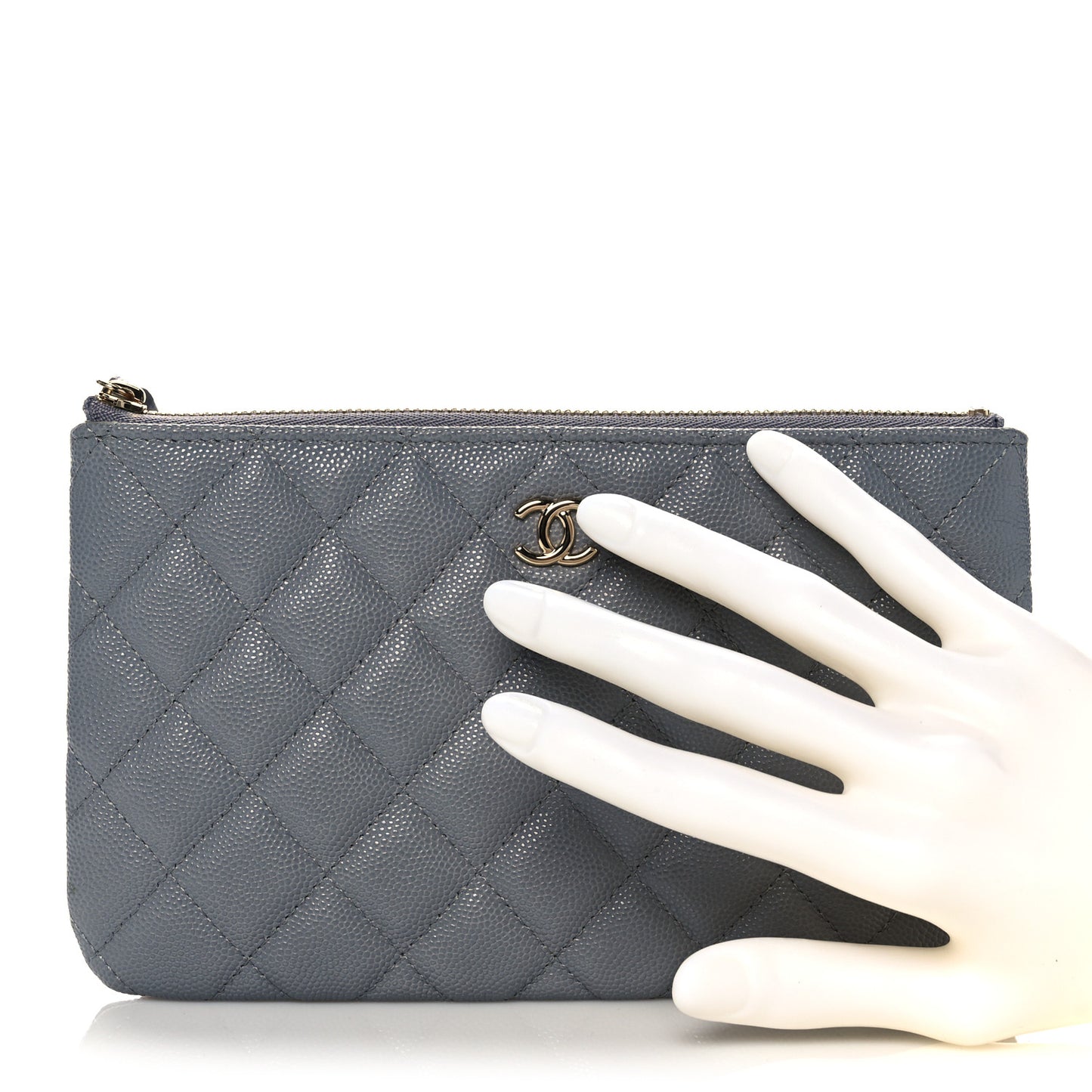 Caviar Quilted Cosmetic Case Grey
