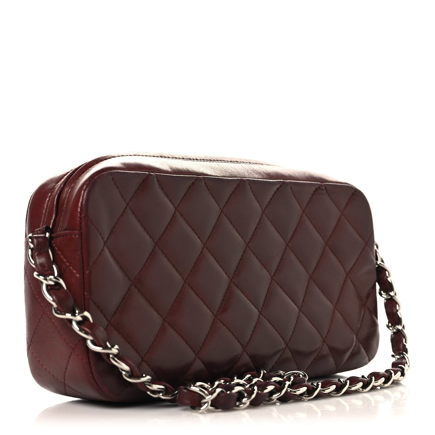 Lambskin Quilted Timeless Camera Case Burgundy