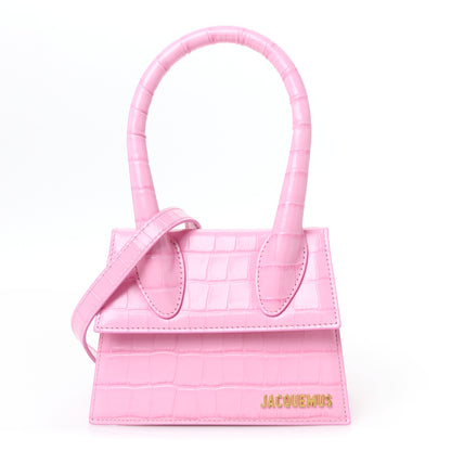 Jacquemus Calfskin Crocodile Embossed Le Chiquito Moyen Pink 1 of 10
