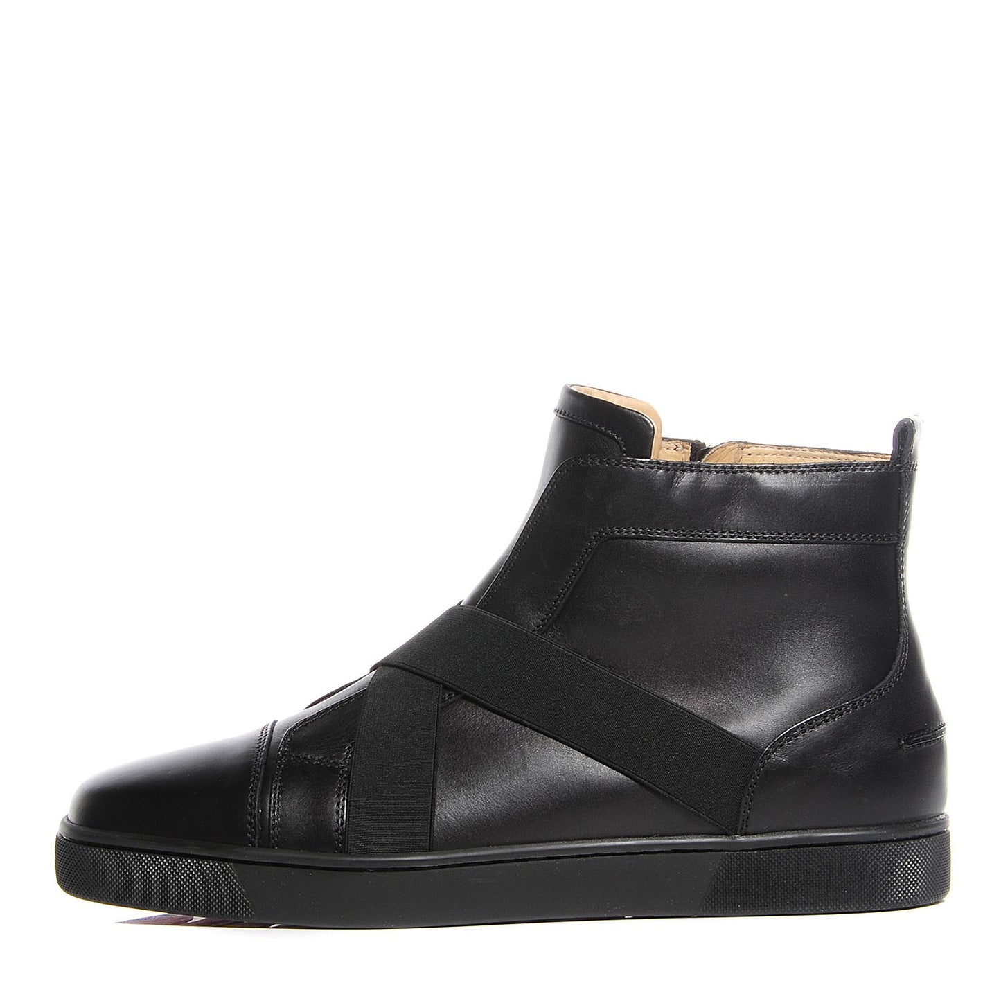 Mens Calfskin Sneak In Flat Sneakers 45 Black