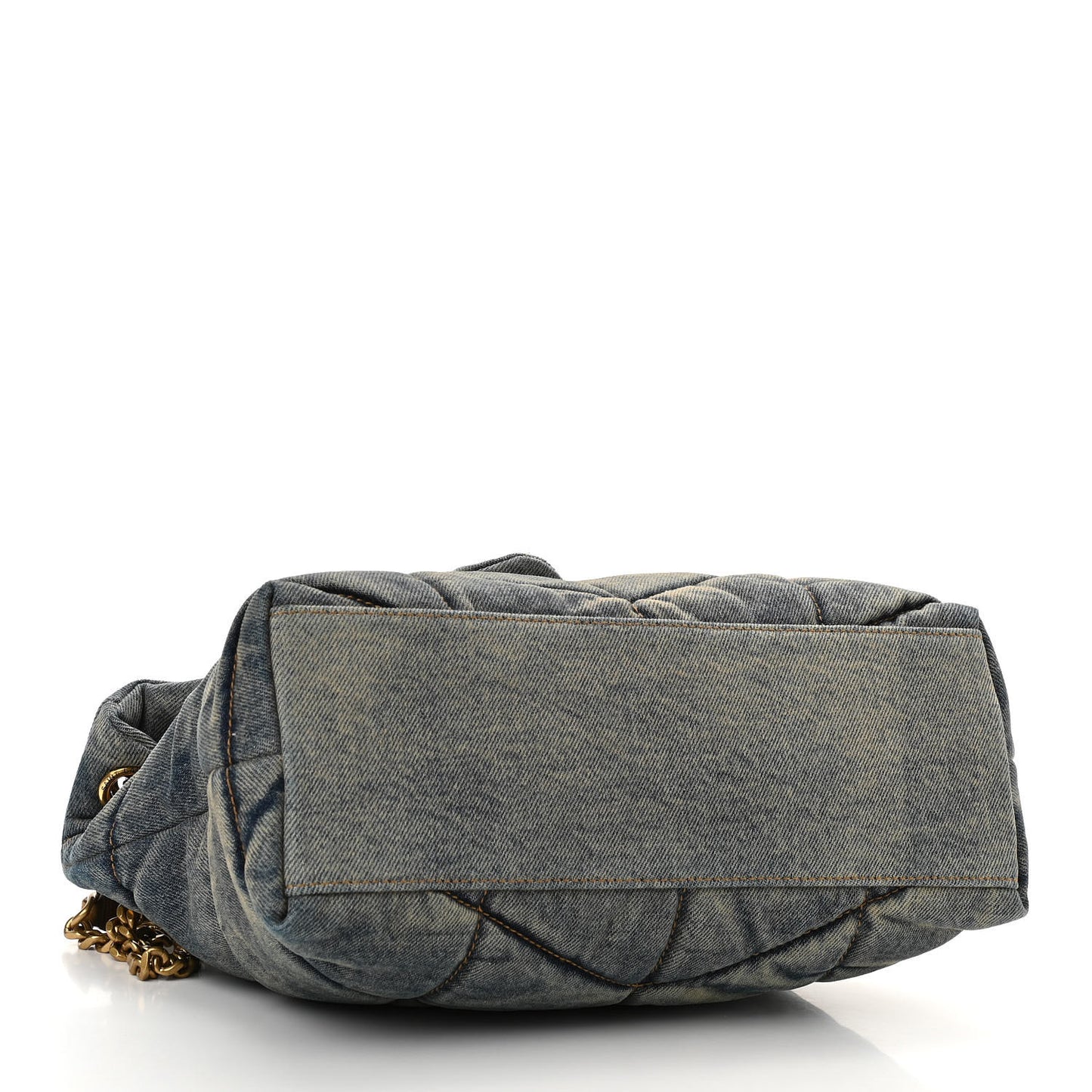Denim Quilted Small Loulou Puffer Monogram Chain Satchel Blue Cinnamon