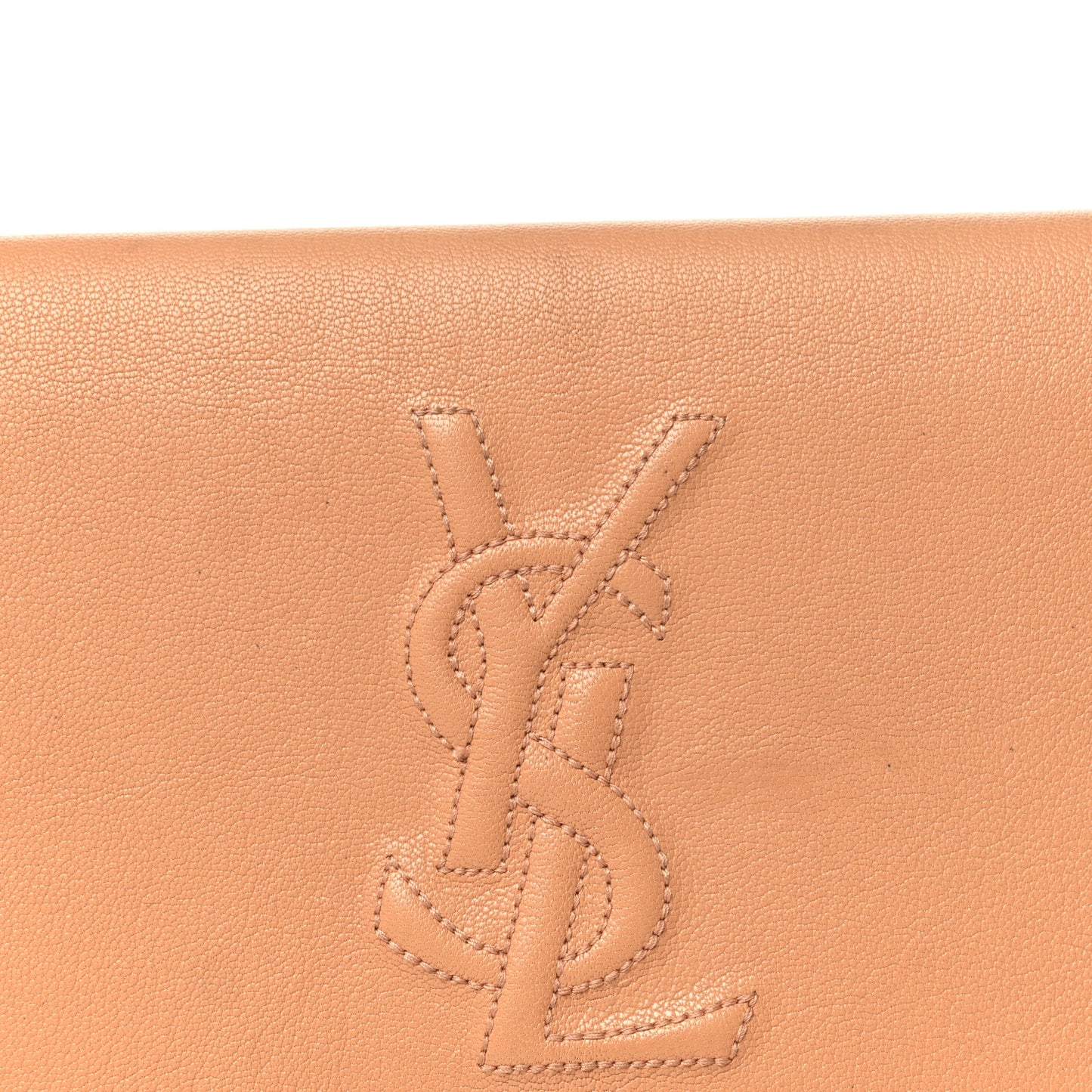 Textured Calfskin Monogram Large Belle De Jour Clutch Beige