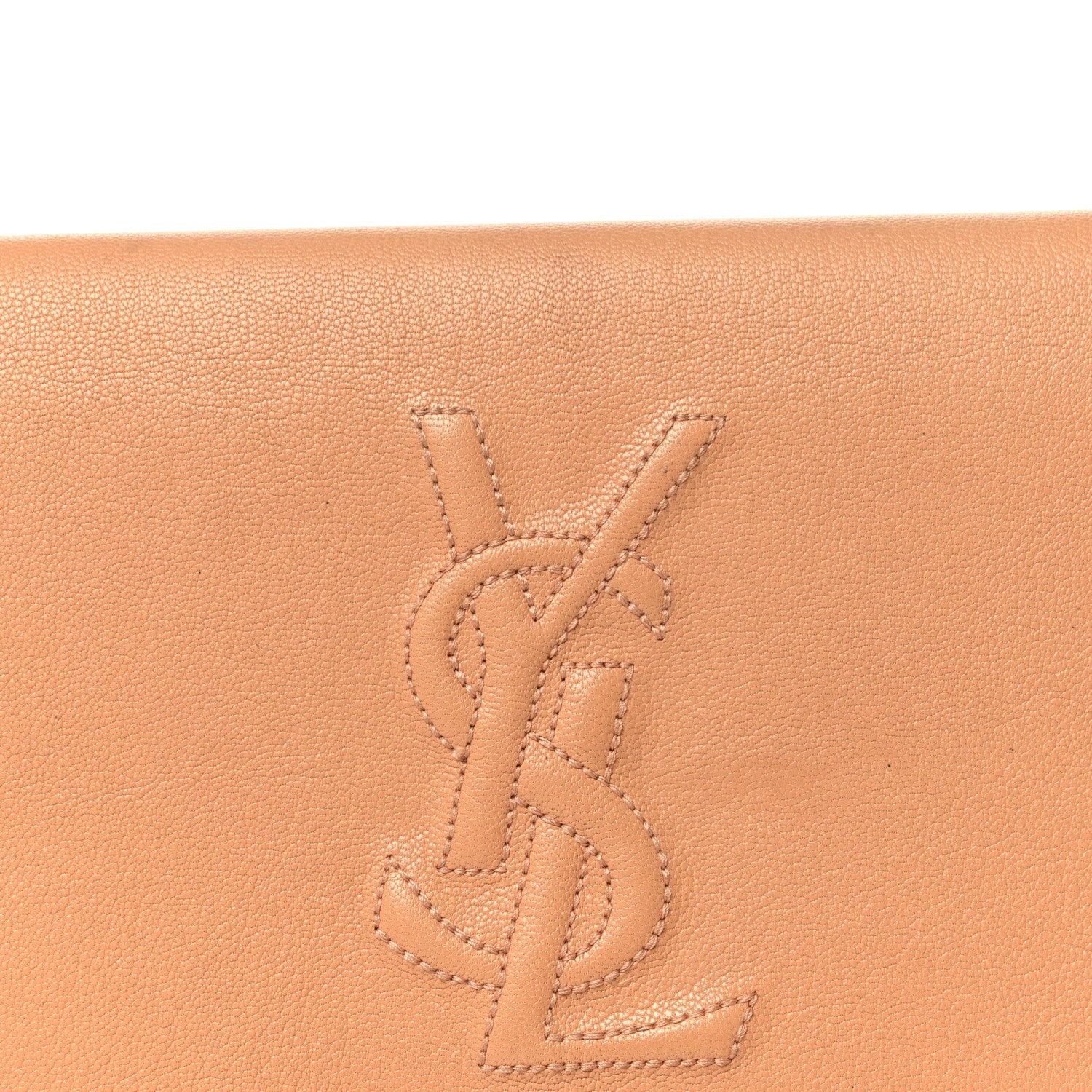 Saint Laurent Textured Calfskin Monogram Large Belle De Jour Clutch Beige 7 of 8