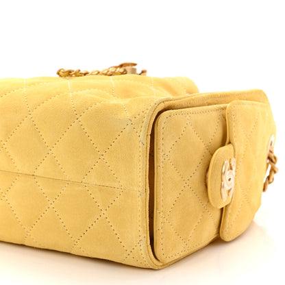 Chanel Suede Quilted Mini Chanel 25 Handbag Yellow 10 of 11