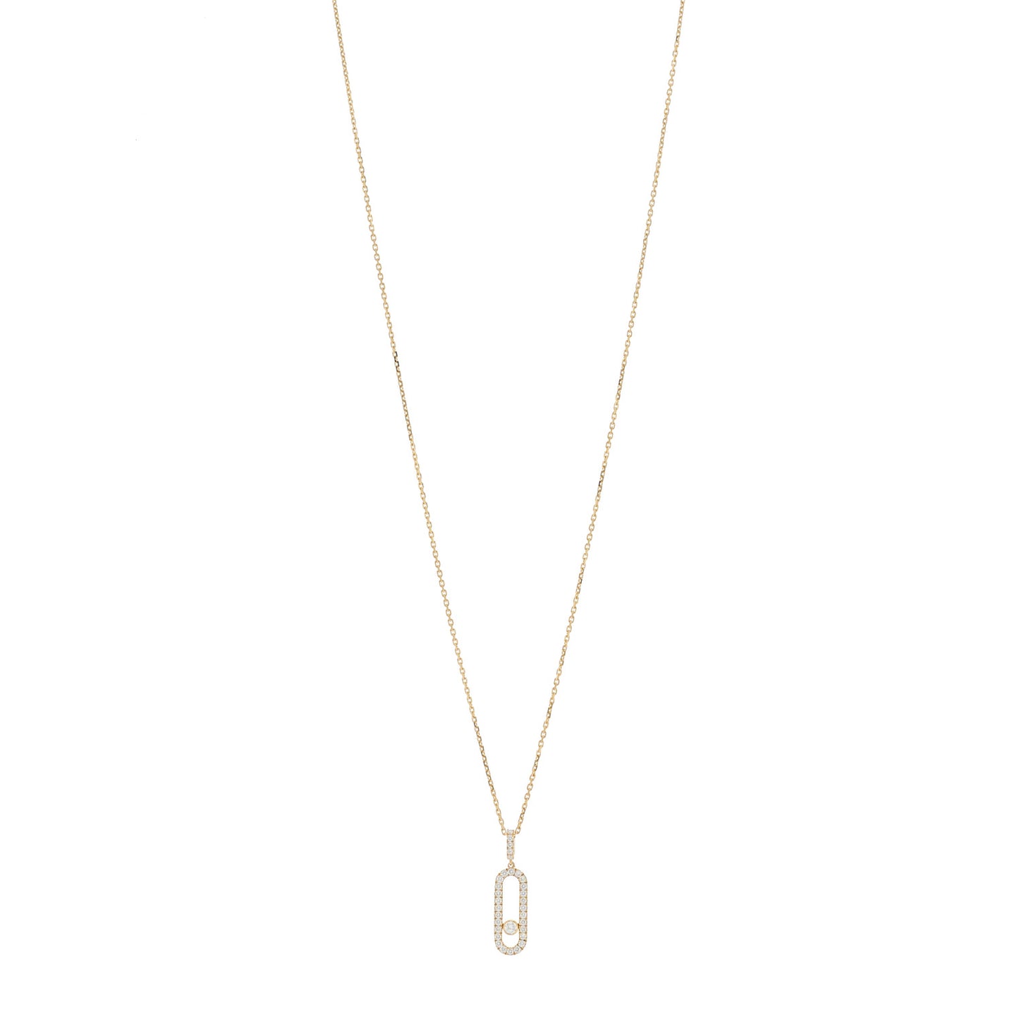 18K Yellow Gold Diamond LM Move Uno Pave Pendant Necklace