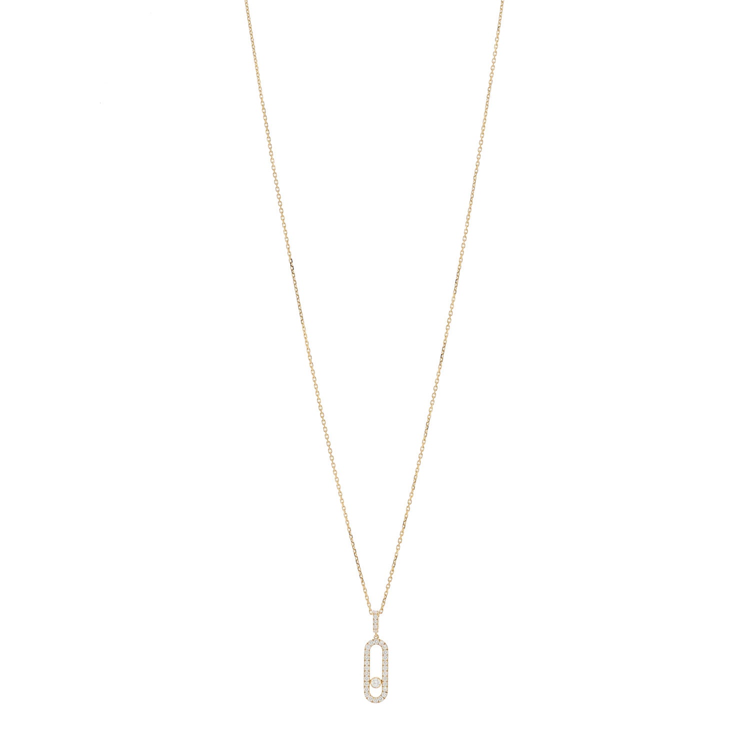 Messika 18K Yellow Gold Diamond LM Move Uno Pave Pendant Necklace 1 of 6