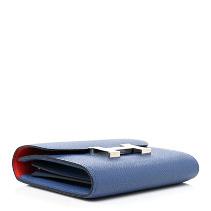 Hermes Epsom Verso Constance Short Wallet Bleu Brighton Rouge Pivoine 3 of 10