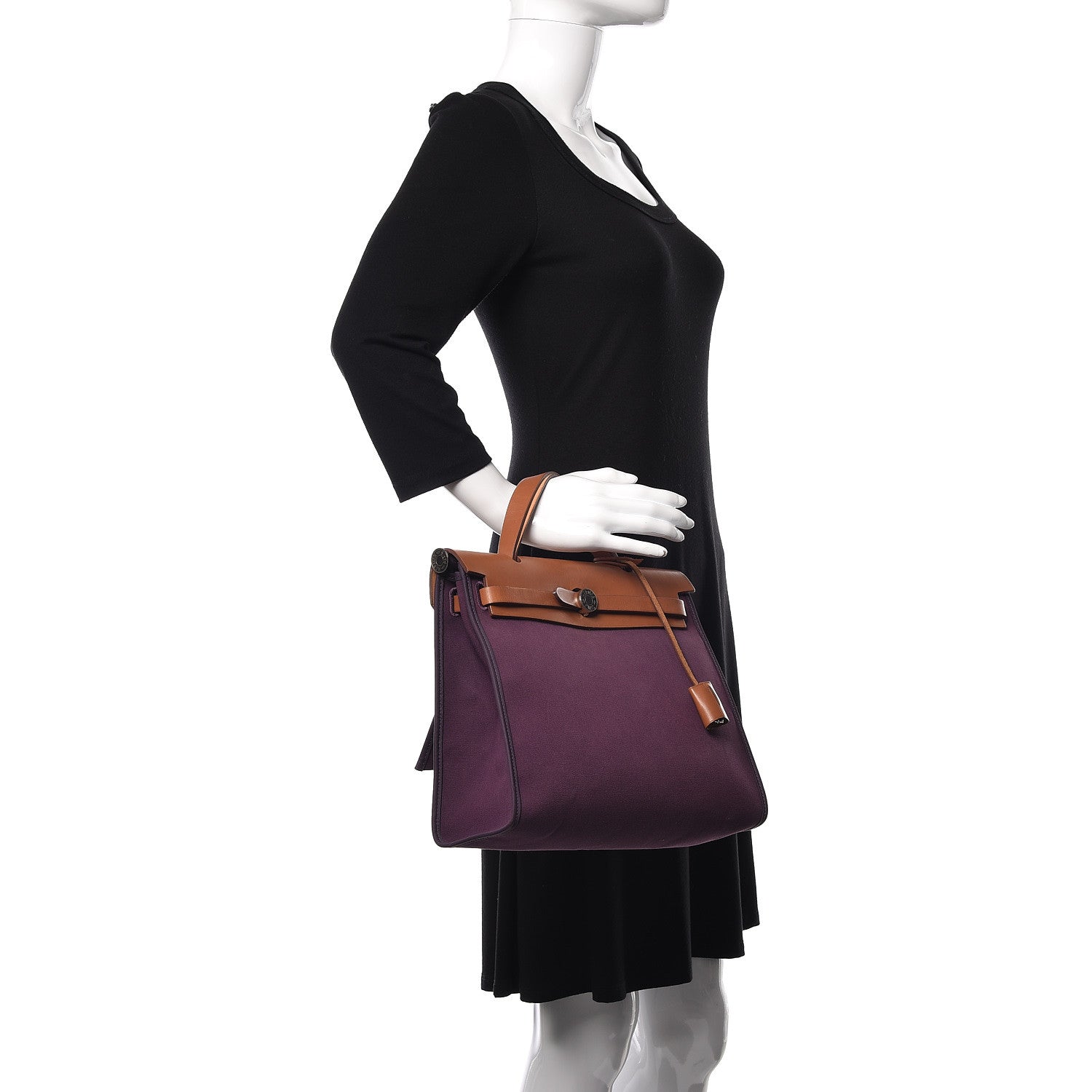 Hermes Vache Hunter Toile Herbag Zip 31 PM Fauve Cassis 2 of 15