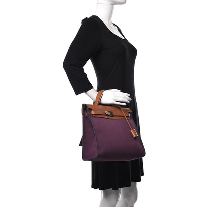 Hermes Vache Hunter Toile Herbag Zip 31 PM Fauve Cassis 2 of 15