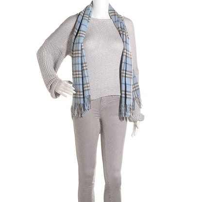 Burberry Cashmere Check Scarf Light Blue 2 of 5