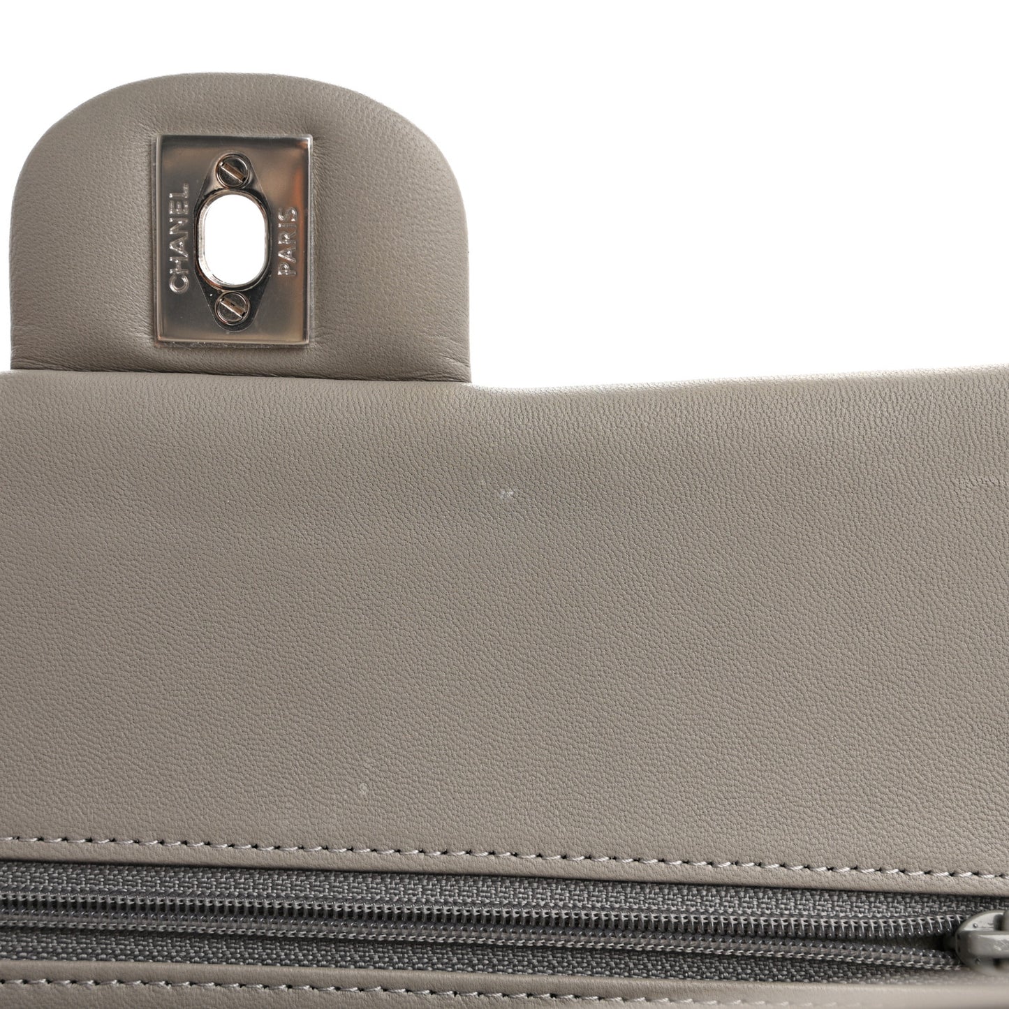 Lambskin Quilted Medium Double Flap Grey