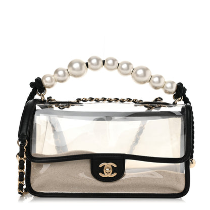 Chanel Lambskin PVC Sand By The Sea Flap With Pearl Strap Black 1 of 11