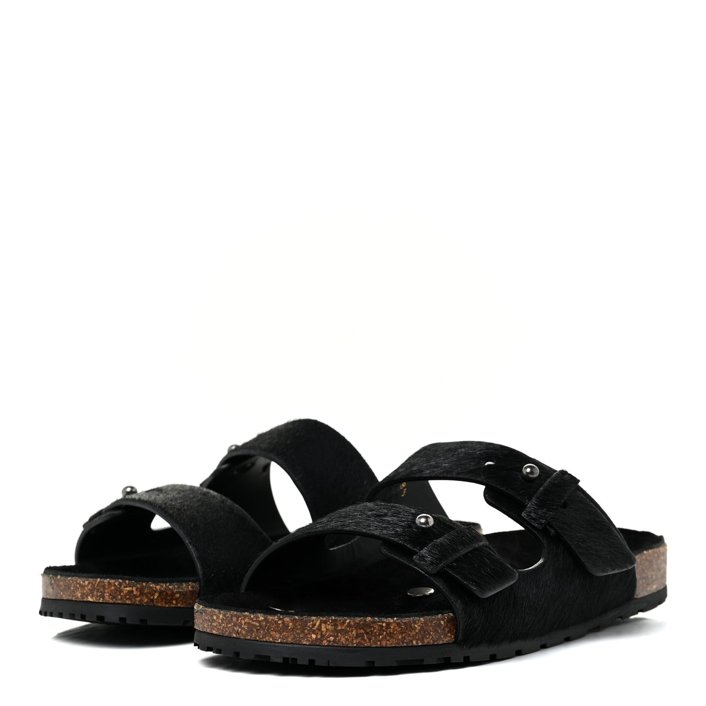 Calf Hair Jimmy Cross Slides 38.5 Black