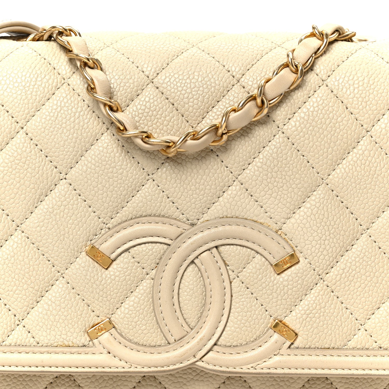 Chanel Caviar Quilted Medium CC Filigree Flap Beige 8 of 11