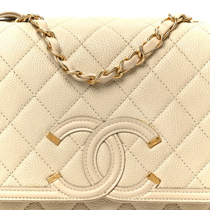 Chanel Caviar Quilted Medium CC Filigree Flap Beige 8 of 11