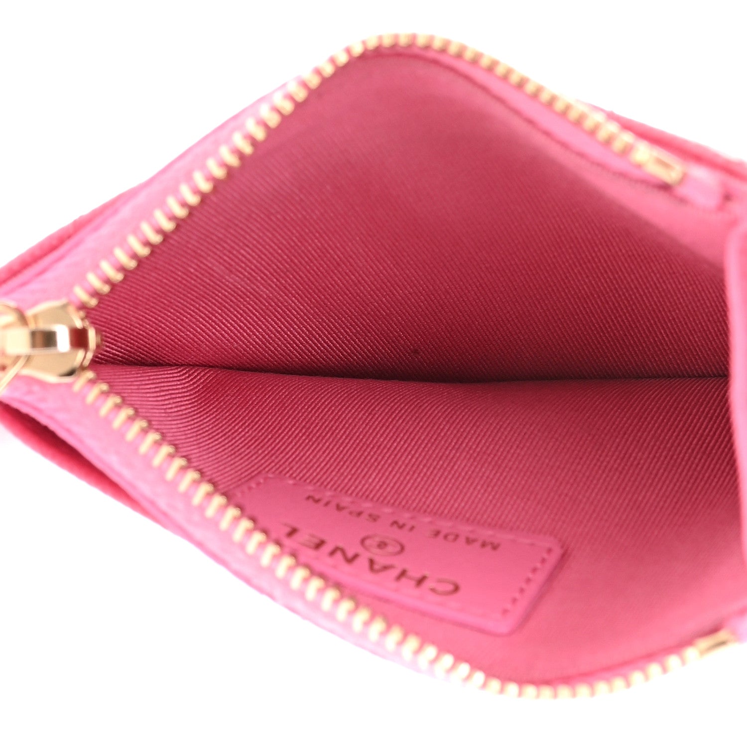 Chanel Caviar Quilted CC Zip Card Holder Pink 5 of 8