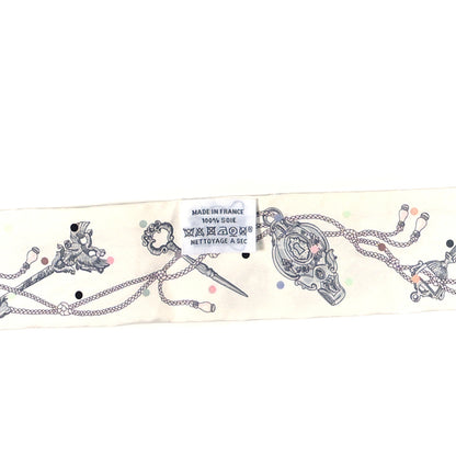 Hermes Silk Les Cles A Pois Twilly White Gris Acier 3 of 3