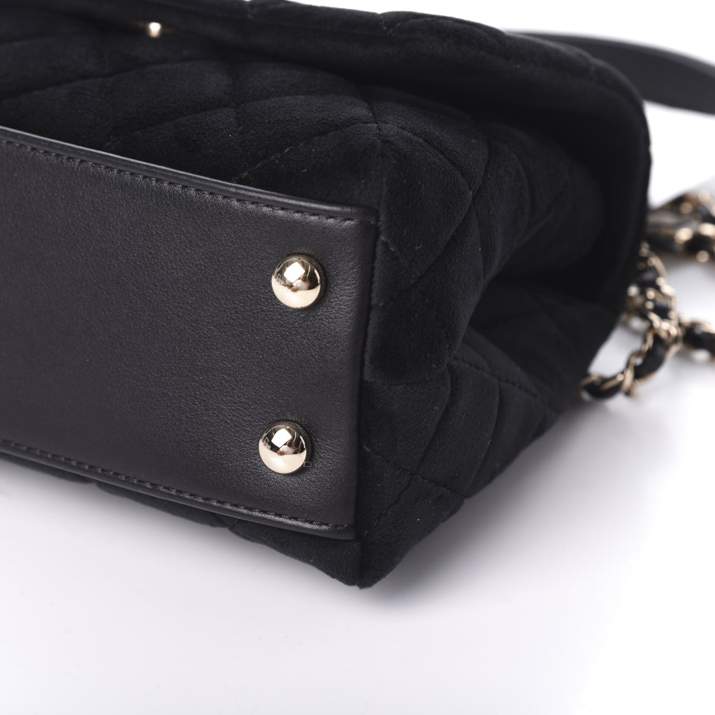 Velvet Crystal Quilted Extra Mini Coco Handle Flap Black